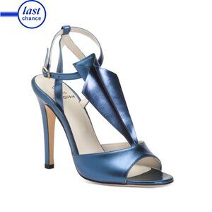 CHRIS DONOVAN Lapis Lazuli Made In Italy Leather Aquila Heeled Sandals